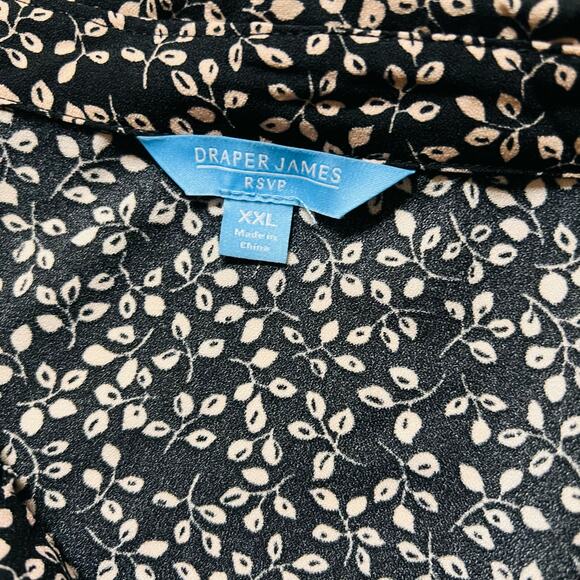 Draper James Floral Long Sleeve Dress Size XXL Black Cream - Picture 6 of 10